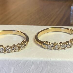 10kt Gold and Diamond Women's Hoop Earrings. Marked and tested. Perfect shape.
